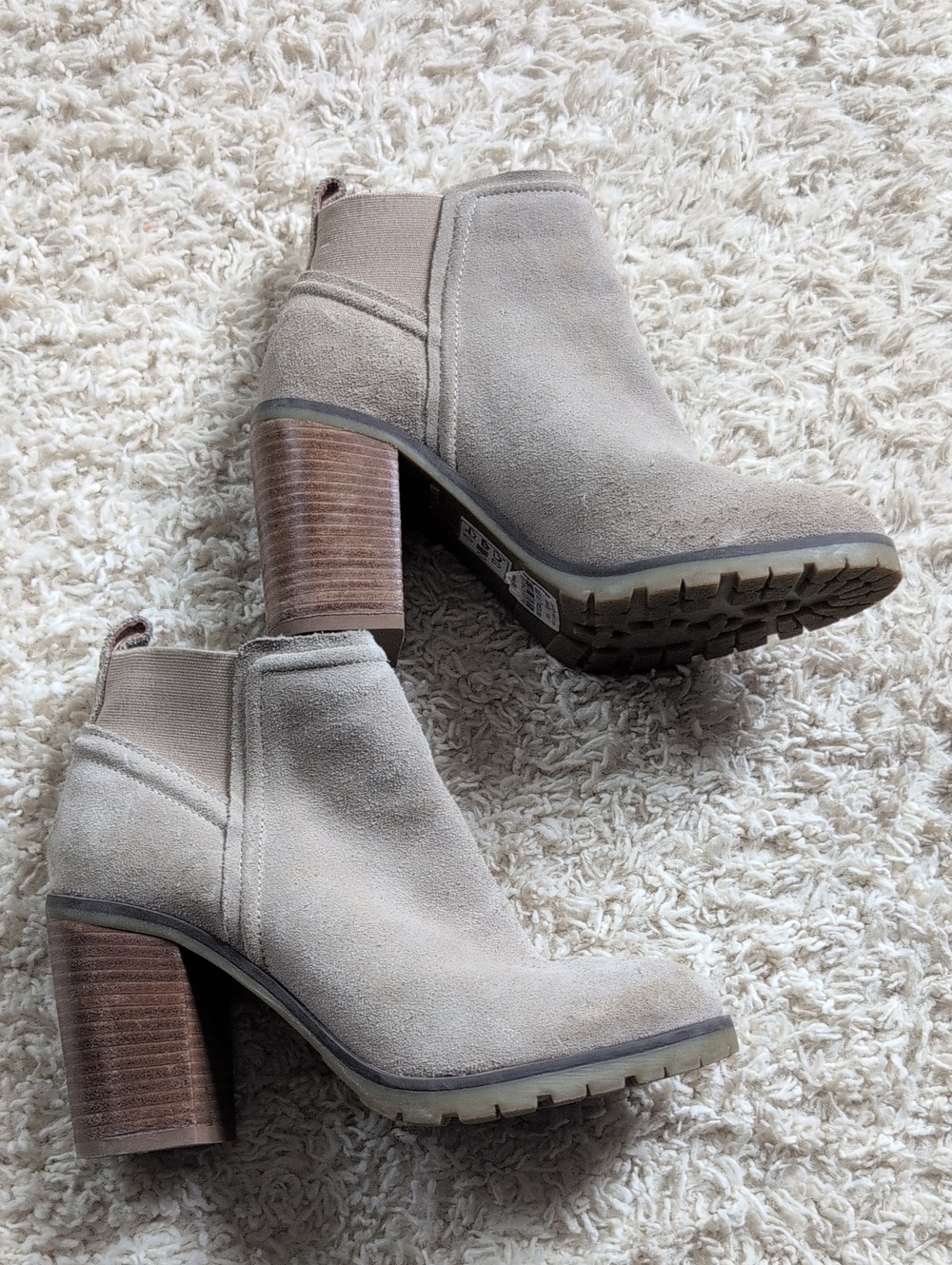 Buckle Crevo Taupe Suede Block Heel Ankle Boots
